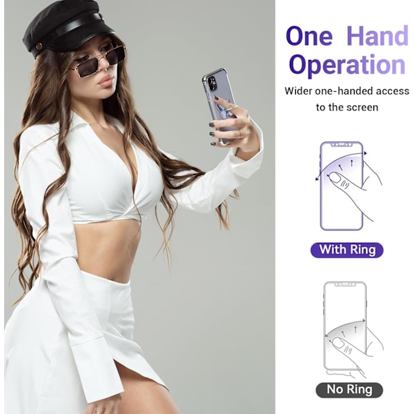 3-pack Mobiltelefon Ringhållare, Fjärilsmönster, 360 Graders Rotation Metall Fingerstöd med Knappögla, Kompatibel med Alla Smartphones (LGL)