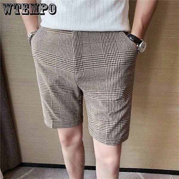 WTEMPO Kesämiesten shortsit Löysät Muoti Ruudulliset shortsit Leveälahkeiset shortsit Rento shortsit Slim Korkea vyötärö Pukushortsit Ulkoilu Rantashortsit LGL khaki 2XL