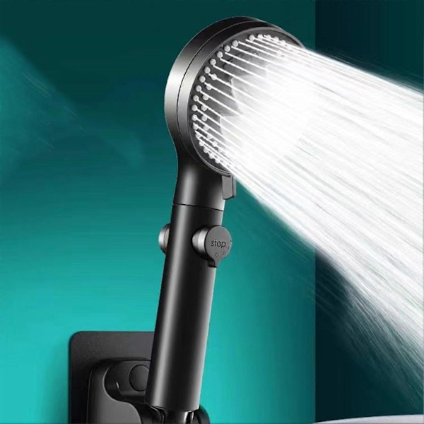 Handhållet Duschmunstycke Högt Tryck 8 Spraylägen Duschhuvuden med PÅ/AV-knapp och Slang för Husbilsbadrum Duschspruta LGL with 1.5M Hose and Base