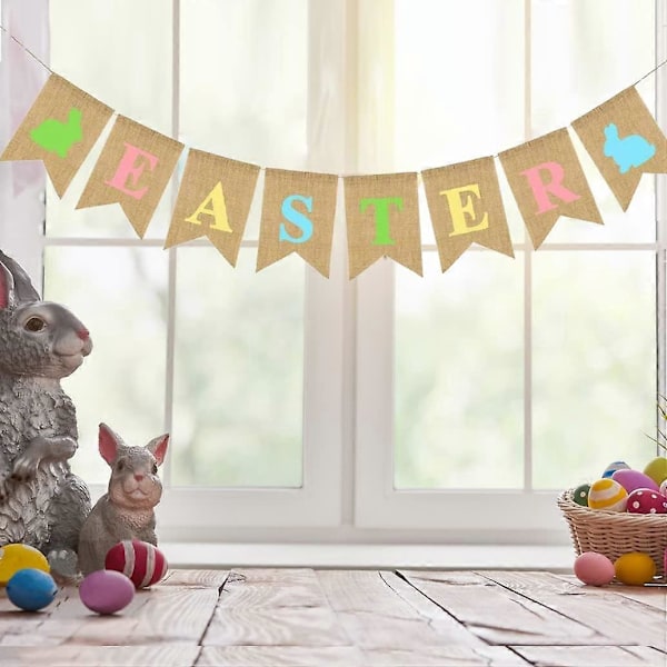Glad Påsk Banner Påsk Säckvävsbanner Påskhare Vimpel (LGL)