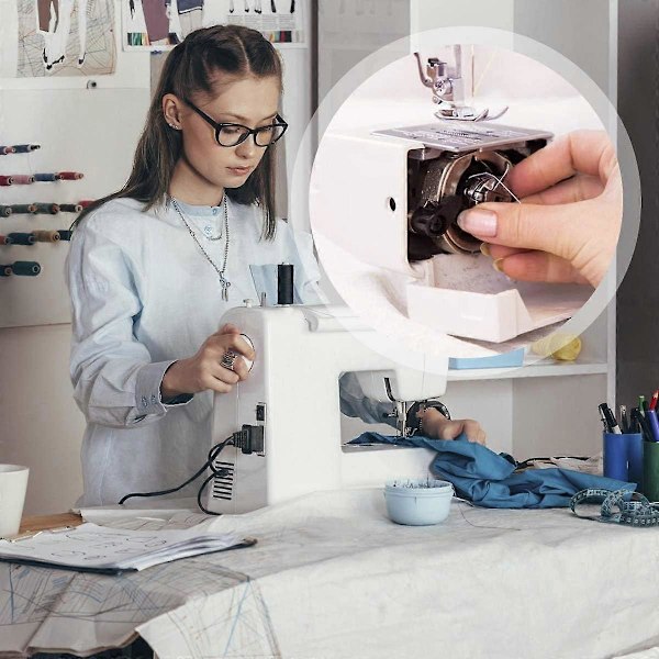 5 ompelukoneen puolaa, metallisia ompelukoneen puolia, yleiskokoisia onttoja puolia (LGL)
