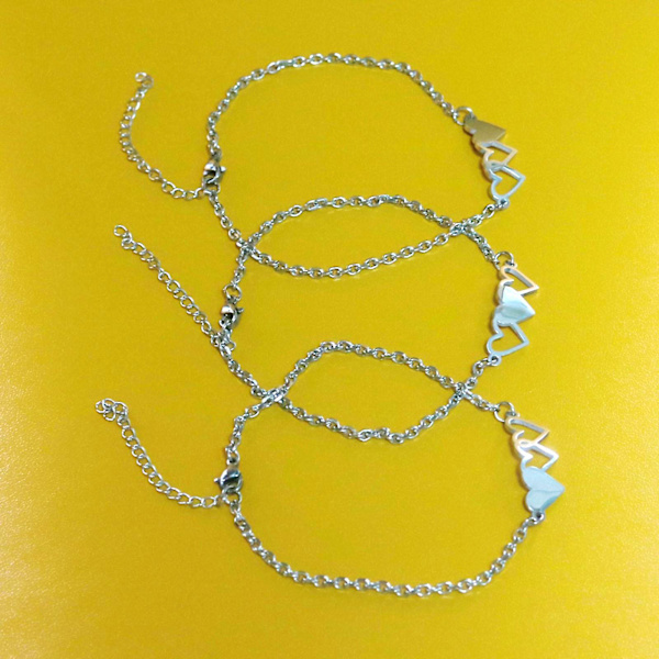 3 Sisters Rannekorut Parhaat Ystävät Kaulakoru 3 Sydänrannekorut 3 Bff 3 Bestie Söpö [GGL] Silver