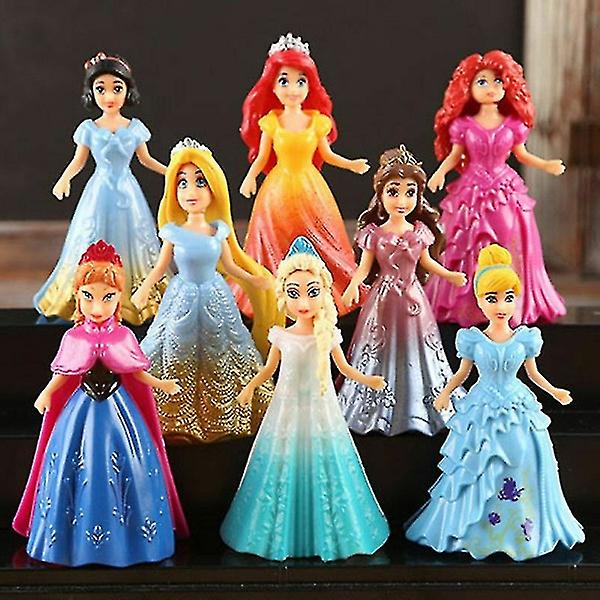 8 stk. Disney Princess Actionfigurer Skift Kjole Dukke Børn Pige Legetøj Gave[GL]