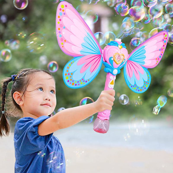 Bubble Puhallin Irrotettava Sähköturvallinen Vuodonkestävä Sileä Pinta Viihde Uutuus Perhonen muotoinen Bubble Stick Tyttölelu[GL] Pink