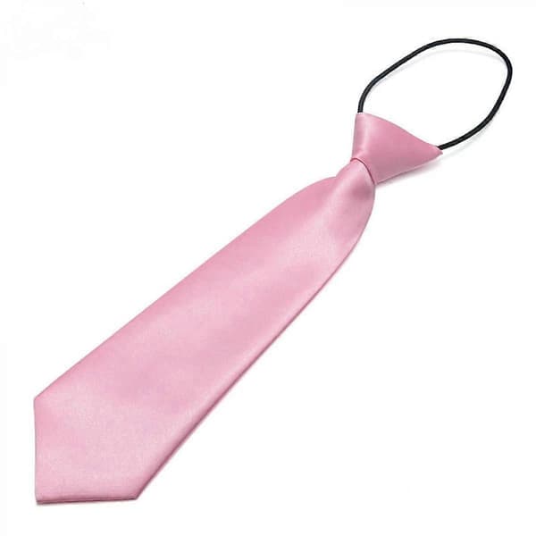 Børne slips ensfarvet, børne justerbart lynlås slips, børne performance slips, dovenmandsslips, Pink (LGL)