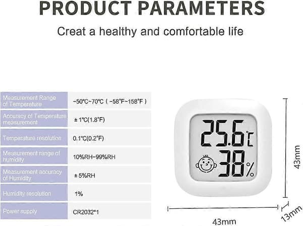 Mini Høypresisjons Digitalt Innendørs Hygrometer Termometer (LGL)