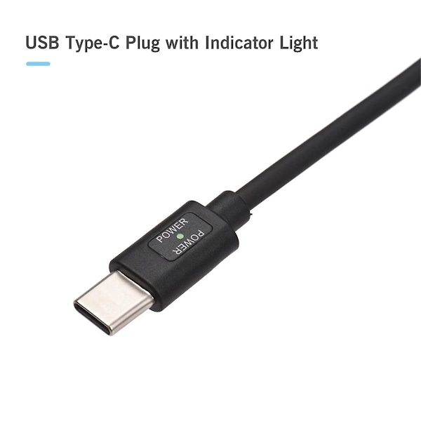 USB-C Strömkabel Ersättning för Pocket Cinema Camera BMPCC 4K/6K till USB Typ-C Spiralkabel LGL Black
