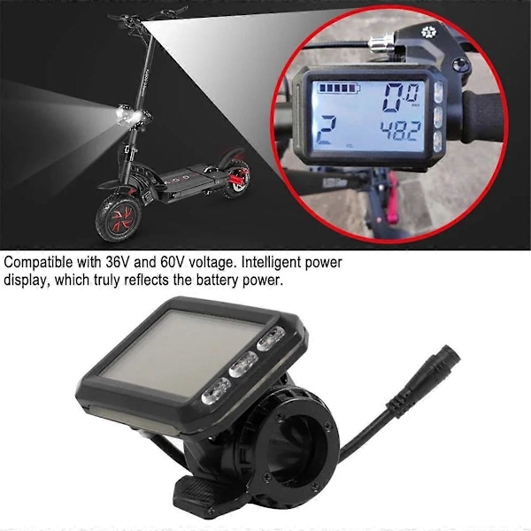 Elektrisk Scooter LCD Display Meter 36V-60V Panel Display Dashboard til Kwheel S12 G Booster E-Scoot LGL Black