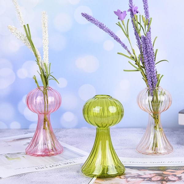 Färgglada svampvaser i glasknopp, små vaser för blommor, kruka i glas  Blomsterarrangemang Svamp Hydroponisk planteringskärl för centerpieces  Green d77d | Green | Fyndiq