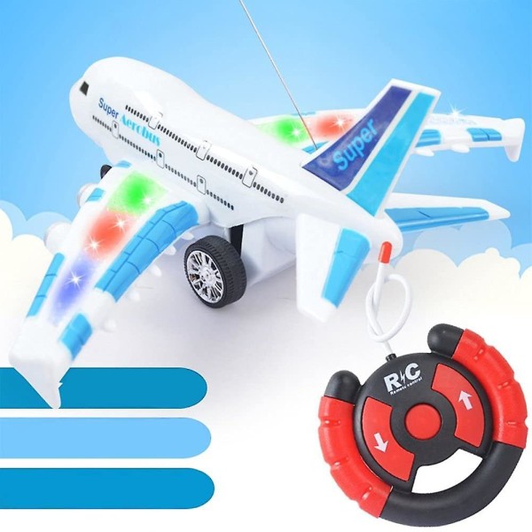 Flylegetøj til børn - Airbus-fjernbetjening Flylegetøj, med blinkende lys og realistisk jetmotorlyd, velegnet til børn i alderen 3-12[GL]
