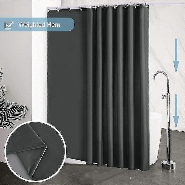 Extra Bred Duschdraperi 240x200 Cm - Mögelresistent - Mörkgrå - Vattentät LGL