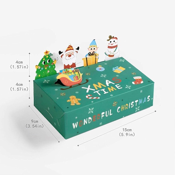 30 stk. julegodteribokser, 3D tegneserie pappesker, gaveesker til Thanksgiving-fest (LGL)