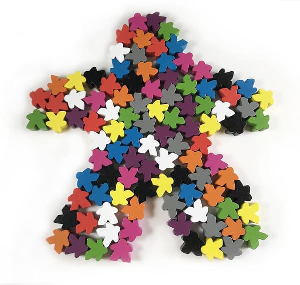 Multifarvede brætspiltilbehør (100 træmeeples)