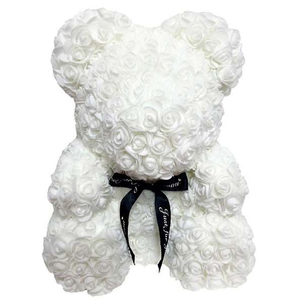 25cm Skumrosbjörn Romantisk Blomsterbjörn för Alla Hjärtans Dag Födelsedag Bröllopsdagar LGL White