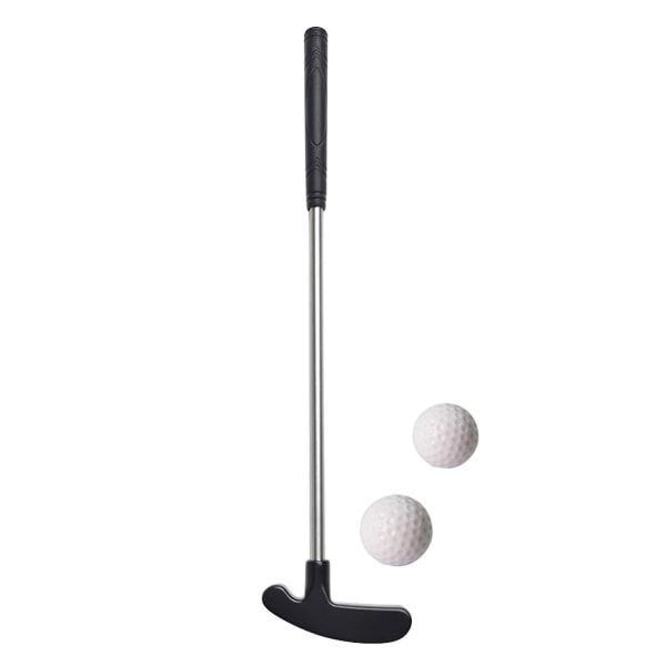 1 sett minigolf putterklubb med 2 golfballer TPR-grep høyre venstrehendt rustfritt stål golfklubb barn voksne bordspill golf putter trening[GL] Black one size