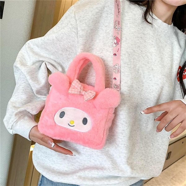 Sanrio Bag Kawaii Plysj Cinnamoroll Melody Kuromi Soft Stuff Håndveske Skulderveske Anime Fylt Ryggsekk Jenter Barn Gaver Pink