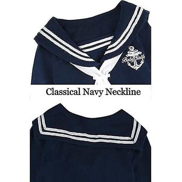 Baby Pojkar Sjömansdräkt Spädbarn Bomulls Romper Med Hatt LGL Navy 12-18Months