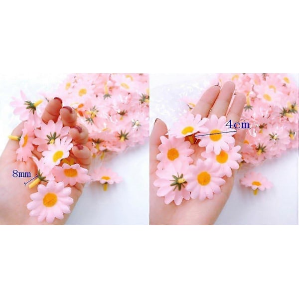 100x Hvide Kunstige Tusindfryd Stof Blomsterhoveder til Håndværk Bordpynt Konfetti til Fest Bryllup Scrapbooking Tilbehør (LGL)