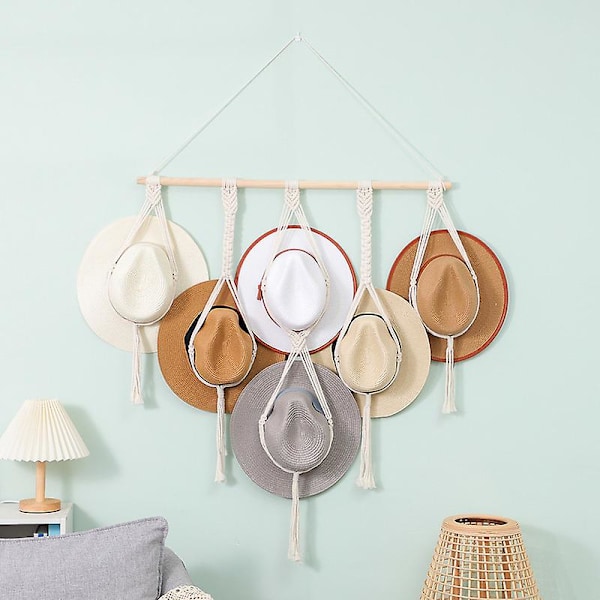 Hat Rack Hat Hangers For Wall, Boho Hat Holder Display Organizer style 2