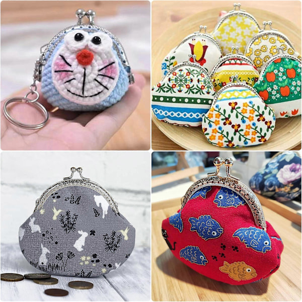 Retro Metall Plånboksramar 5cm Halvcirkelformad Präglad Myntväska Ram med Nyckelring för Plånboksframställning DIY Sömnad Hantverksprojekt 10 Stycken (Silver) (LGL)