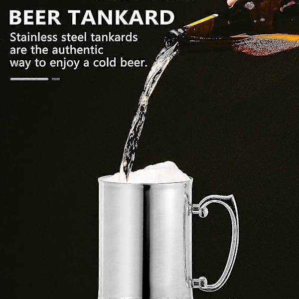 Tankard Stein Dubbelväggig Rostfri Stålölsejdel Frukostmjölksmuggar Med Handtag Kaffekopp 560 LGL