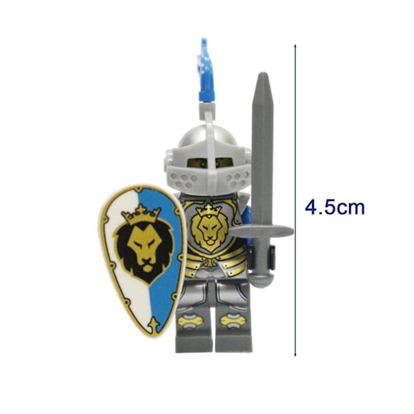 8 stk. Blå løve ridder soldat minifigurer DIY byggeklosser leker samleobjekter riddere bue