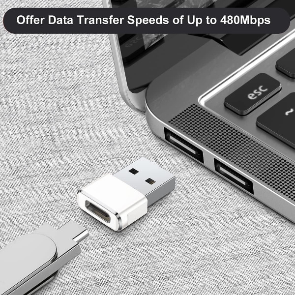 Usb till Usb C-adapter 2-pack, typ C hona Usb A hane konvertera laddare för Apple Watch Series 7 8, iphone 11 12 13 14 15 Pro Max