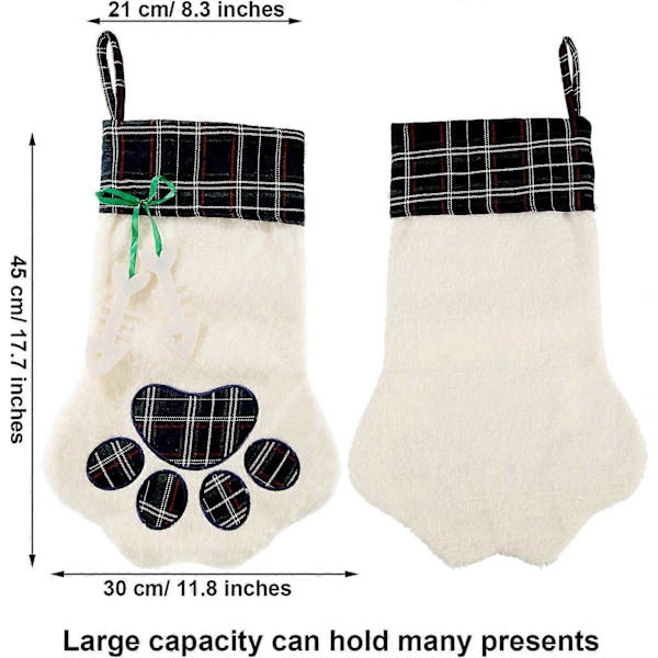 Pieces Jule Strømper til Kæledyr Kat Hund Pote Mønster Strømper Buffalo Plaid Pejs Hængende Strømper (Grøn) (LGL)