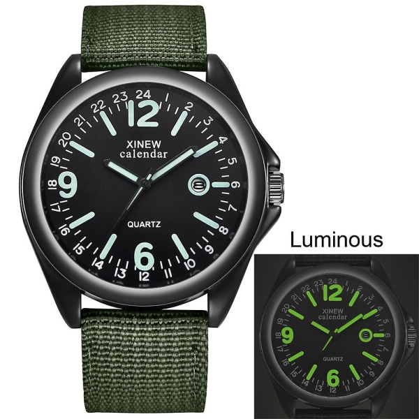Militær Herre Quartz Ur Sort Skive Dato Luksus Sport Armbåndsur [LGL] C