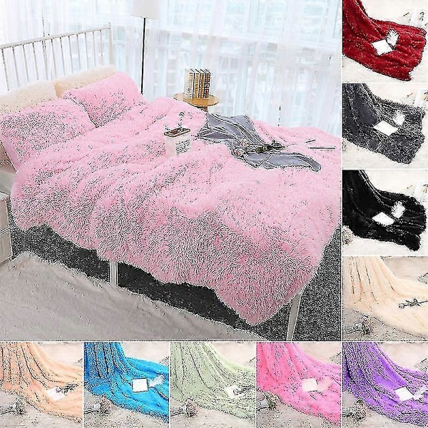 80x120cm Blød Fluffy Shaggy Varm Senge Sofa Sengetæppe Sengetøj Lagen Kastetæppe Qinhai-Høj Kvalitet LGL Coffee