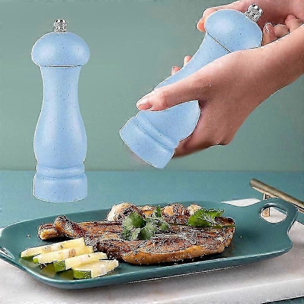Høykvalitets Salt- og Pepperkvern i Eiketre med Justerbar Grovhet og Påfyllbar - GOOD LGL Light Sea Blue Color Box