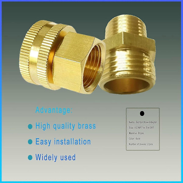 Messinkinen puutarhaletkun kierreliitin 3/4 GHT - 1/2 NPT, puutarhaliitin (LGL)