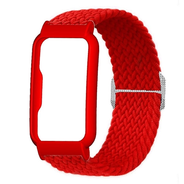 Nylonstickat elastiskt klockarmband för Oppo Watch Free, Ersättningsarmband med klockfodral LGL Red Style H Other OPPO Models