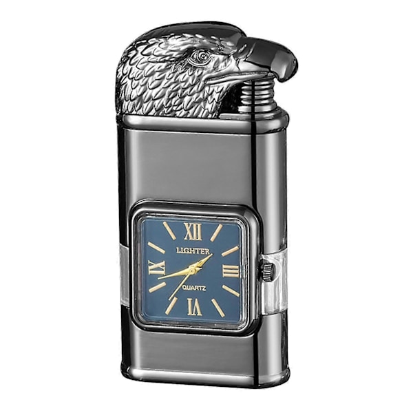 Personlig preget lighter med klokke Lett bærbar lighter Gave til jubileum LGL Black Eagle