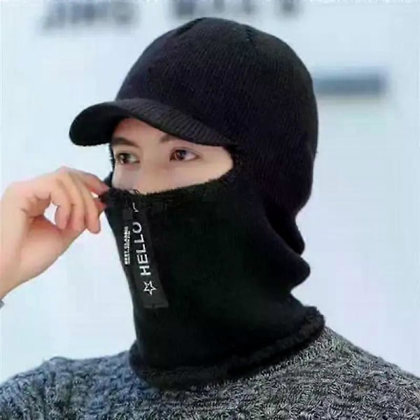 Vinterlue for menn Skullies Beanies Luer Vinterbeanies for menn kvinner Ullskjerf Lue Balaclava Maske Bonnet Strikket Lue for kvinner LGL Black Zipper