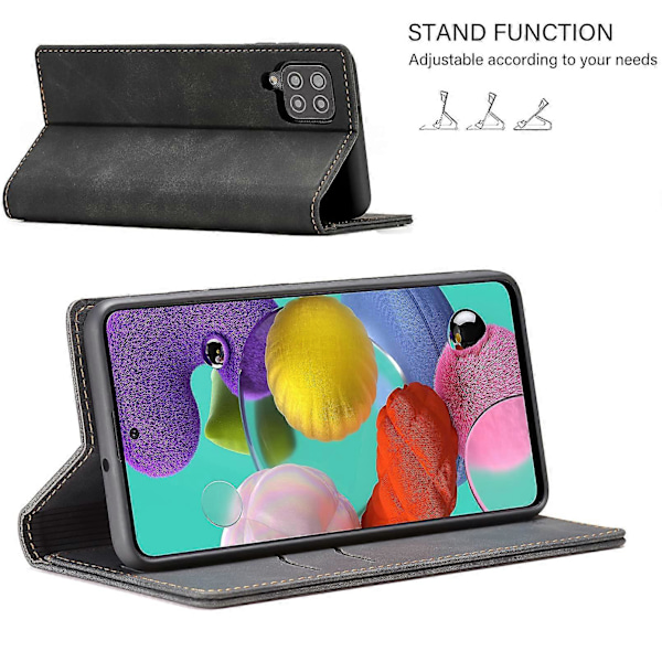 Samsung Galaxy A12 Kuori, Pehmeä TPU Iskunkestävä Käännettävä Kotelo - Musta (LGL)