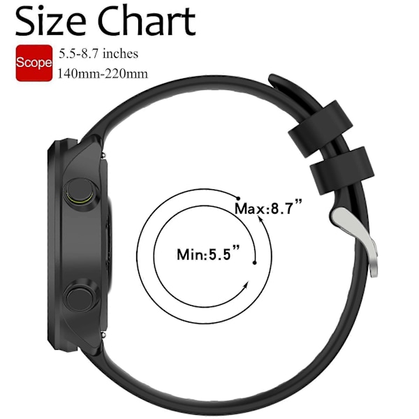 Kompatibel for Garmin Forerunner 158/Forerunner 55 Silikonrem Erstatning Klokkebånd Stropp for Forerunner 158/Forerunner 55 LGL Black 20mm universal