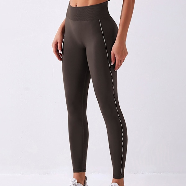 Hurtigtørkende yogaklær for kvinner, treningstights, yogabukser LGL Dark brown L