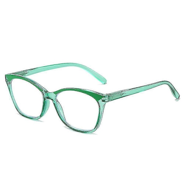Retro Leopard Epäsymmetriset Pyöreäneliönmuotoiset Luku-lasit Naisille/Miehelle Presbyopia LGL cat eye-Green -2.50