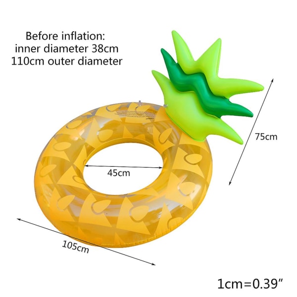 För jätte uppblåsbar ananas simring med ryggstöd Vuxna Pool flyter Cirkel Sommar Utomhus Strandfest Vatten Kul för leksaker