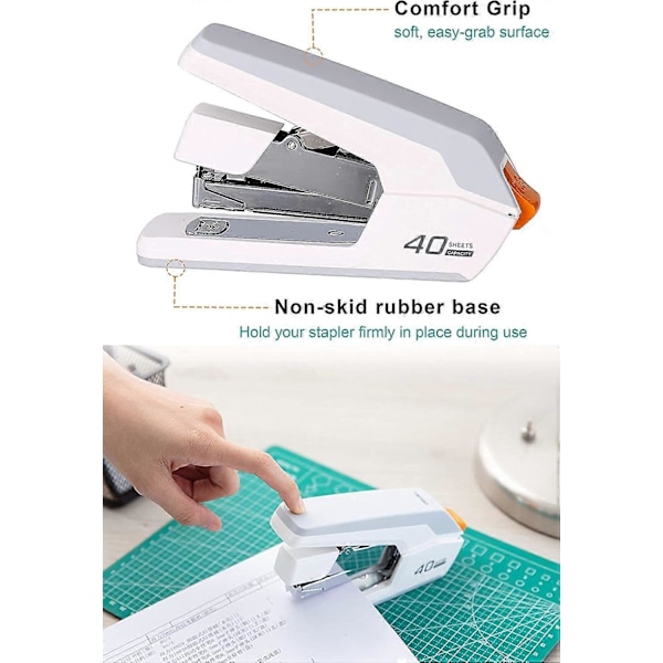 Arbeidsbesparende bordstifter, ett-finger trykkstifting, lett lasting ergonomisk kraftig stifter (Hvit) (LGL)