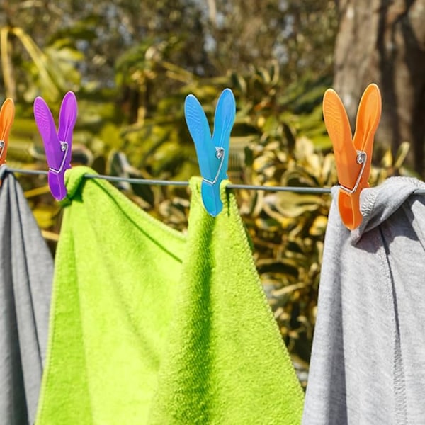 48 stk. Tøjklemmer, Strandhåndklæde Clips Tøjnåle, Plastik Tøjklemmer til Have, Solsenge, Liggestole, Poolstole (4 Farver) (LGL)