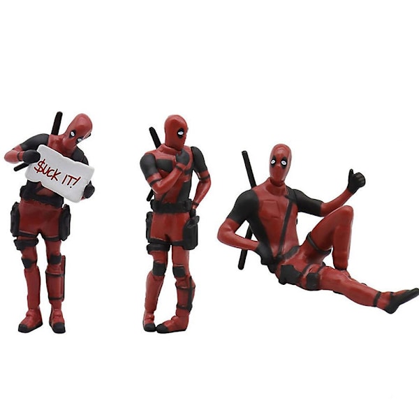 3 Pakkaa X-Men Deadpool Toimintahahmoja Leikkikalut Malli Koristeet Veistos Kotiin Autoon Työpöydälle Koristeeksi B 3Pcs