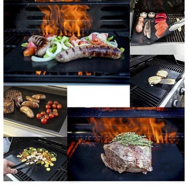 stk Grill- og ovnsmatte non-stick gjenbrukbar bakematte Grillmatter 2 stk (LGL) Grill Mats 2 pcs one size