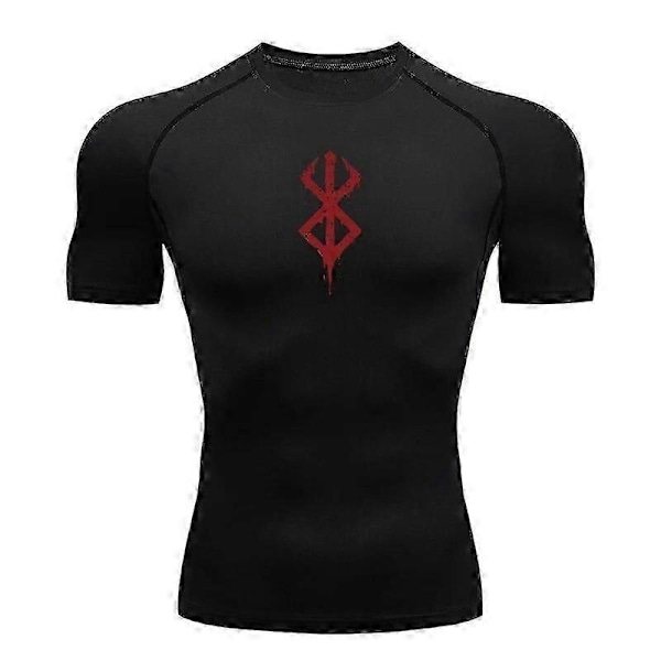 Anime Herre Skjorte Fitness Sport Løb Tætsiddende Gym T-shirts Atletisk Hurtigtørrende Toppe Tee- LGL black S