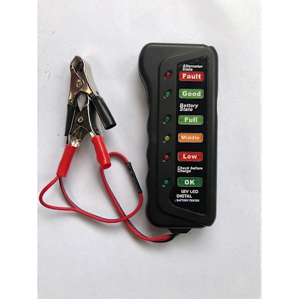 12V Batteritestare 6 LED-lampor Bilbatteritestare 12V Generator Batterianalysator för Bil Motorcykel (LGL)