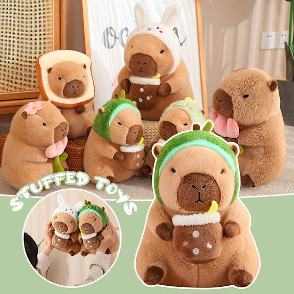 30cm/40cm Capybara pehmolelut Lapset Rumat ja söpöt täytetyt nuket Halattava tyyny irrotettavalla päänpeitteellä