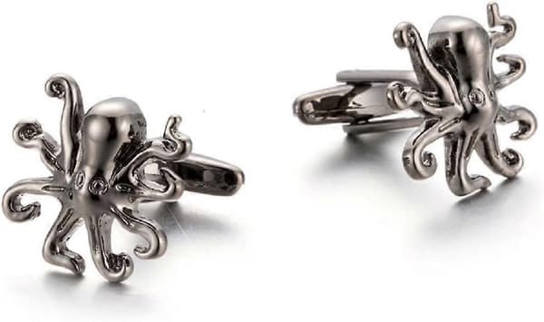 Viking Bläckfisk Manschettknappar - Silver Punk Djurdesign för Herrars Formella Kläder (LGL)