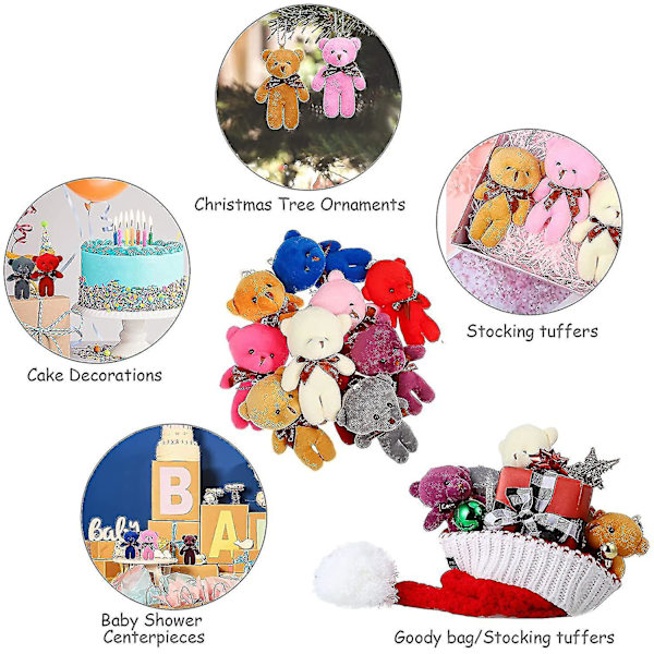 20 kappaletta mini-teddykarhu lelu 4,7 tuumaa täytettyjä eläimiä, 10 väriä