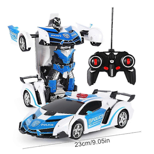 Transformer Fjernkontrollbil - RC Biler, Ett-knapps Transformering, 360 Rotasjon Drifting, Gave til Barn 3+ LGL blue white